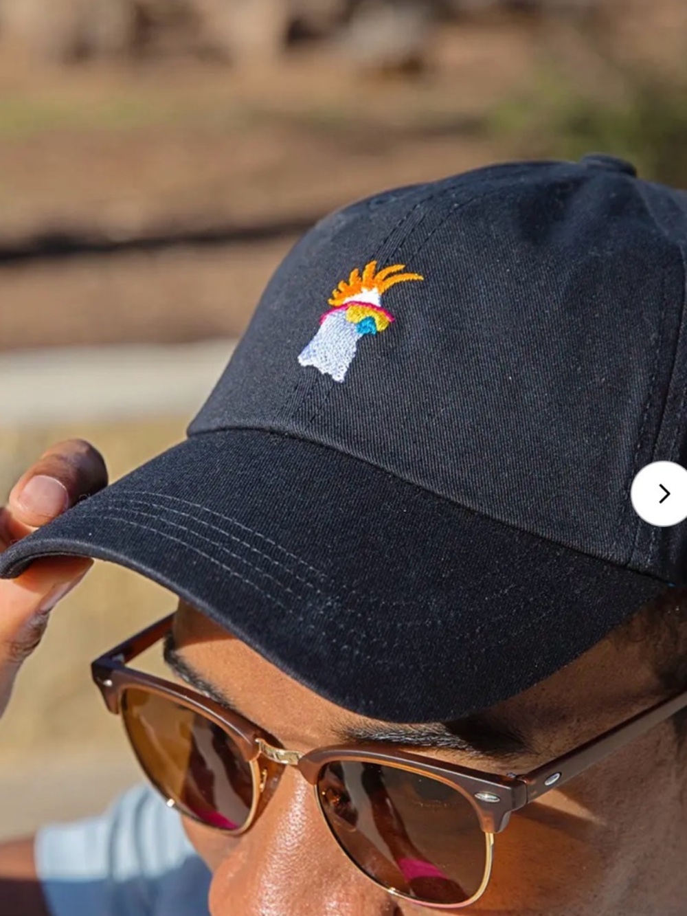 Chubbies Black Hat with Colorful Embroidered parrot pineapple hat 100% cotton